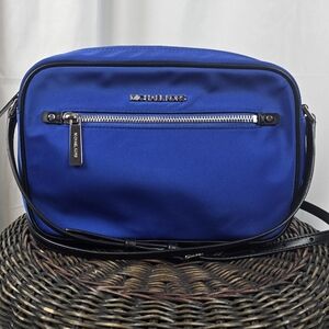 Michael Kors Polly Large EW Nylon Crossbody Camera Bag Electric Blue